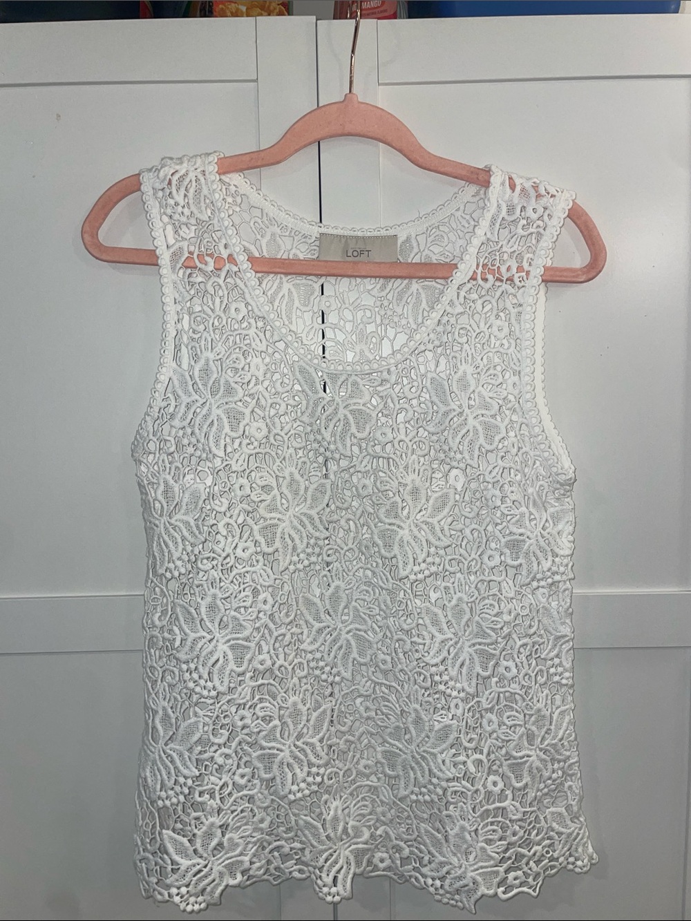 LOFT White Crochet Floral Tank Top - Picture 2 of 5
